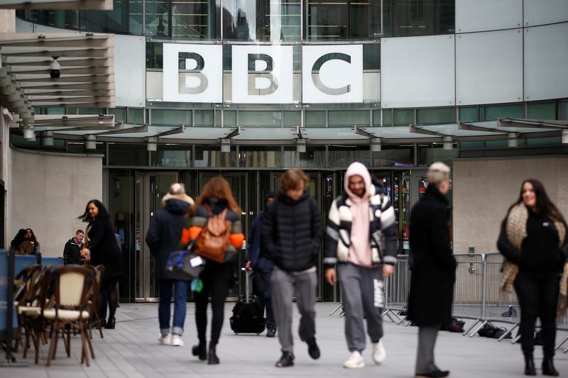 Pedestrians walk past BBC Broadcasting House in London REUTERS/Henry Nicholls