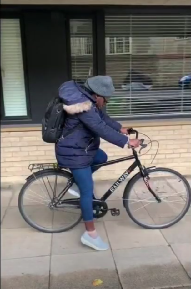 Adesola's first time on a bicycle in Oxford (Supplied)