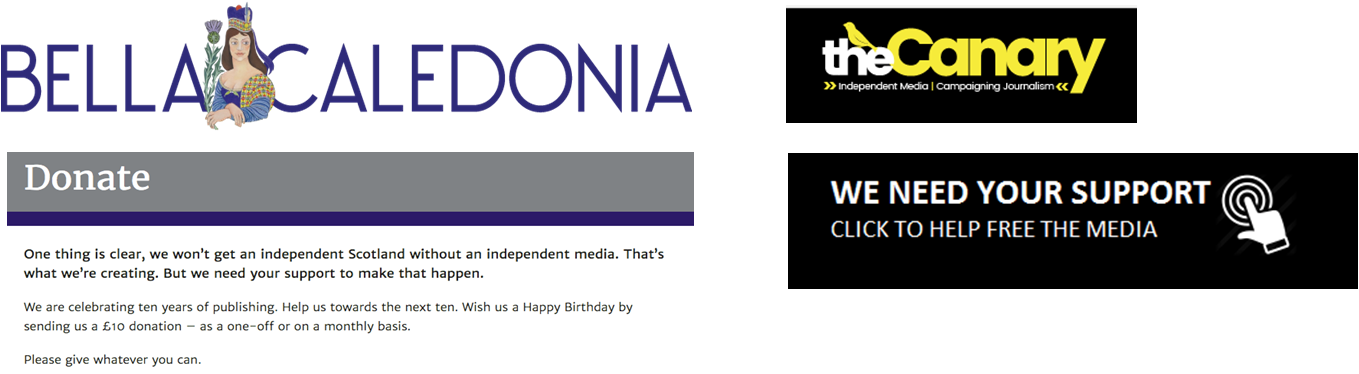 Bella Caledonia / The Canary donation messages