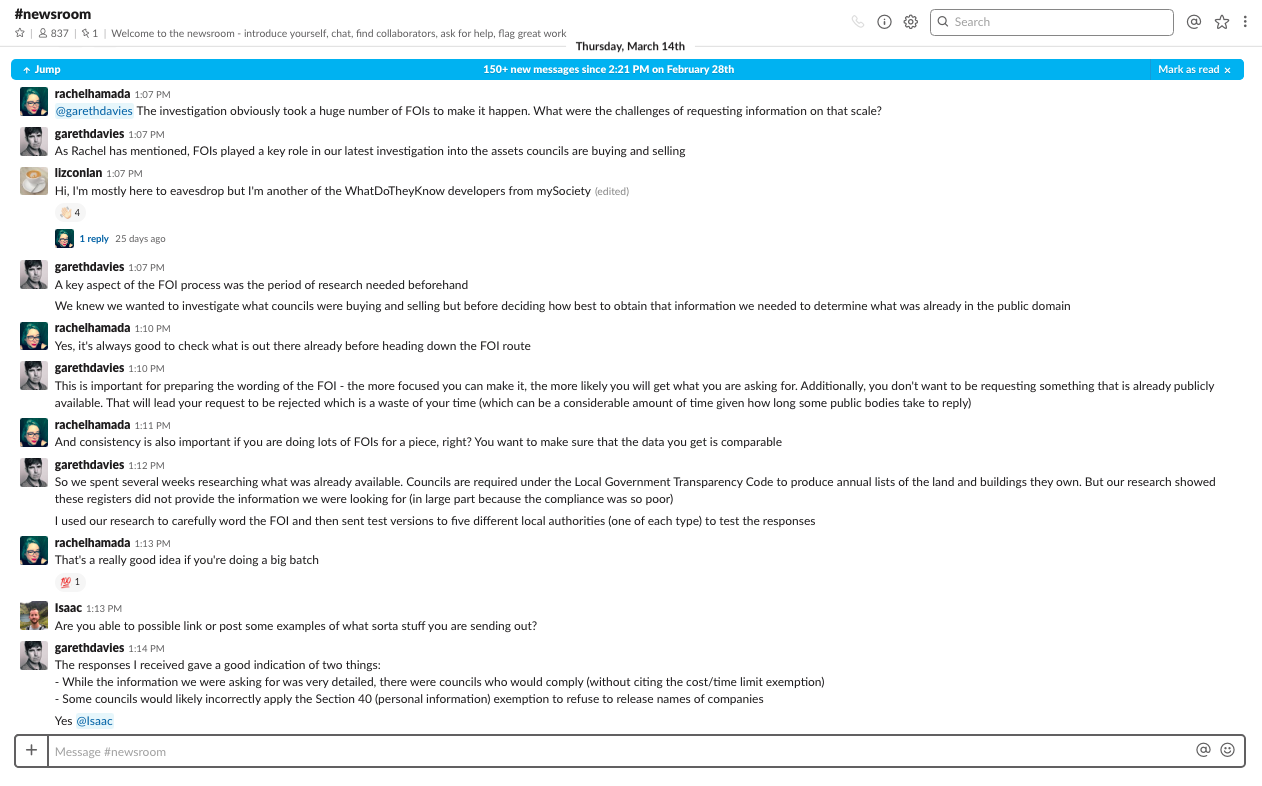 Slack channel thread screenshot