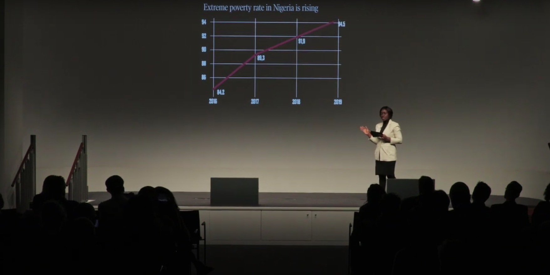 Adesola Akindele-Afolabi delivering her final keynote at the Reuters Institute in 2019