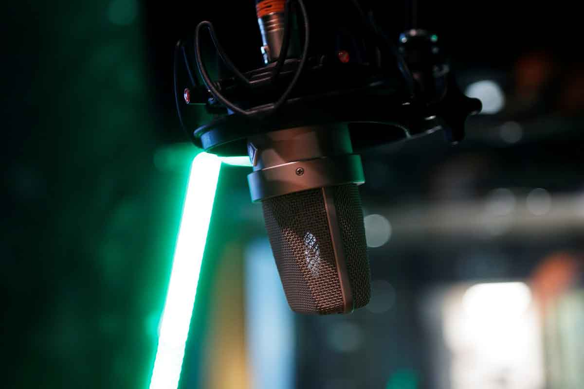 Image shows a microphone in studio. Photo: REUTERS/Heinz-Peter Bader