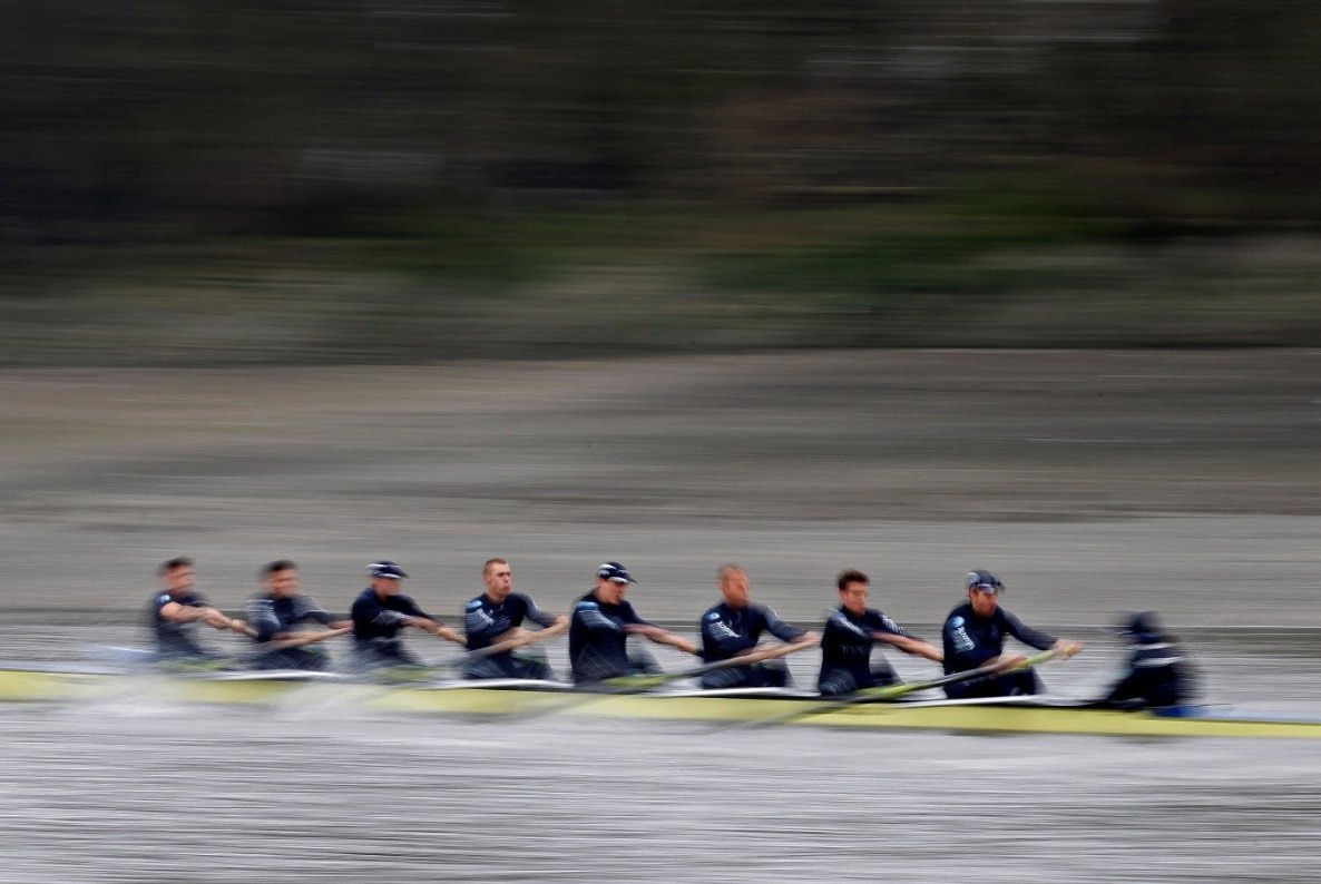 The Oxford University rowing crew practice on the River Thames. REUTERS/Stefan Wermuth 