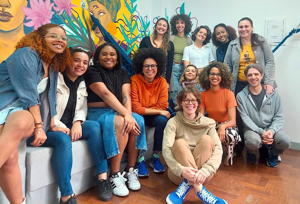 Members of the newsroom of AzMina, a women-led news organisation in Brazil. 