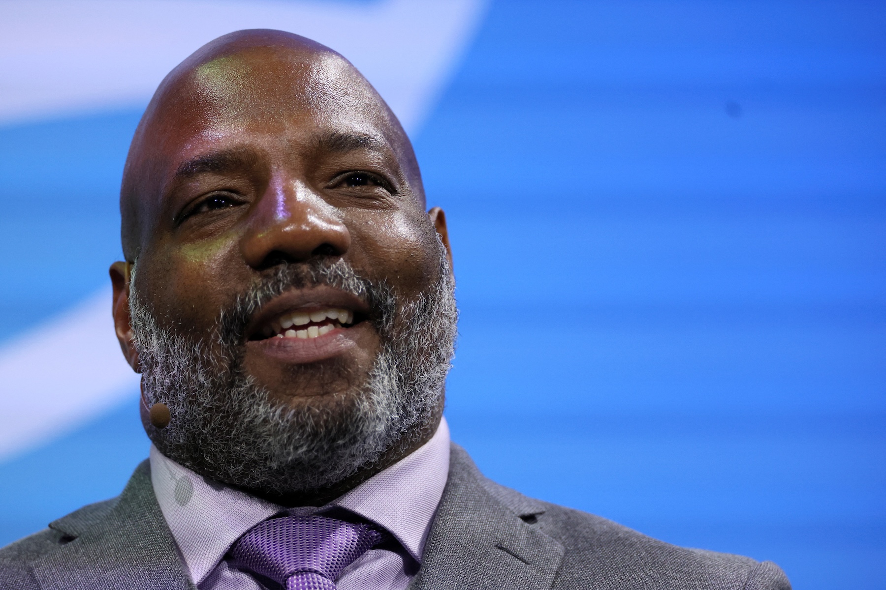 Jelani Cobb, Dean of the Columbia Journalism School, speaks during the Obama Foundation "Democracy Forum" in New York City, U.S., November 17, 2022. REUTERS/Brendan McDermid