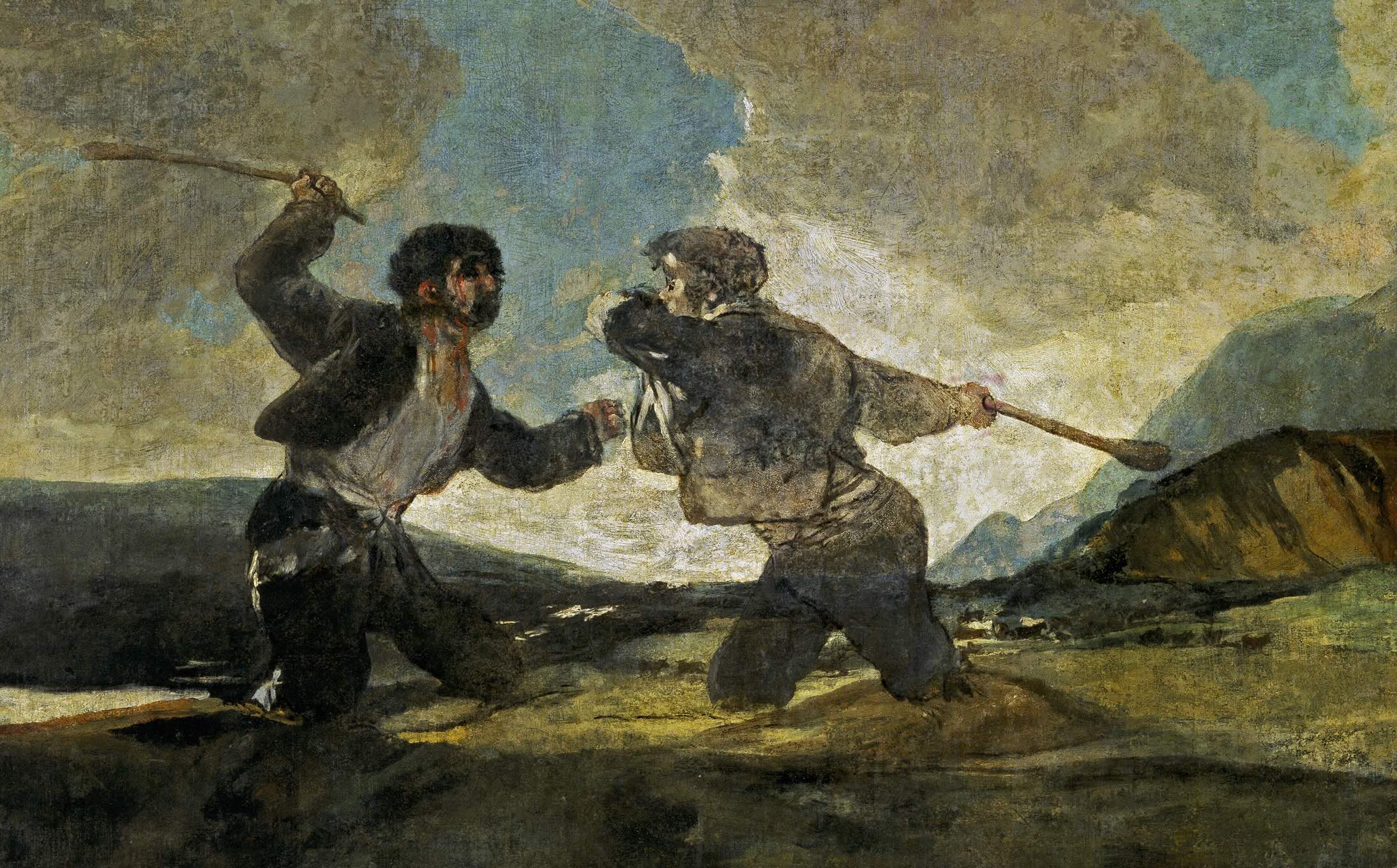 'Duelo a garrotazos o la riña' by Francisco de Goya y Lucientes. Photographic reproduction in the public domain.