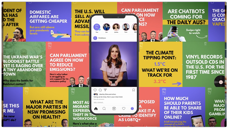 Screenshot of news headlines