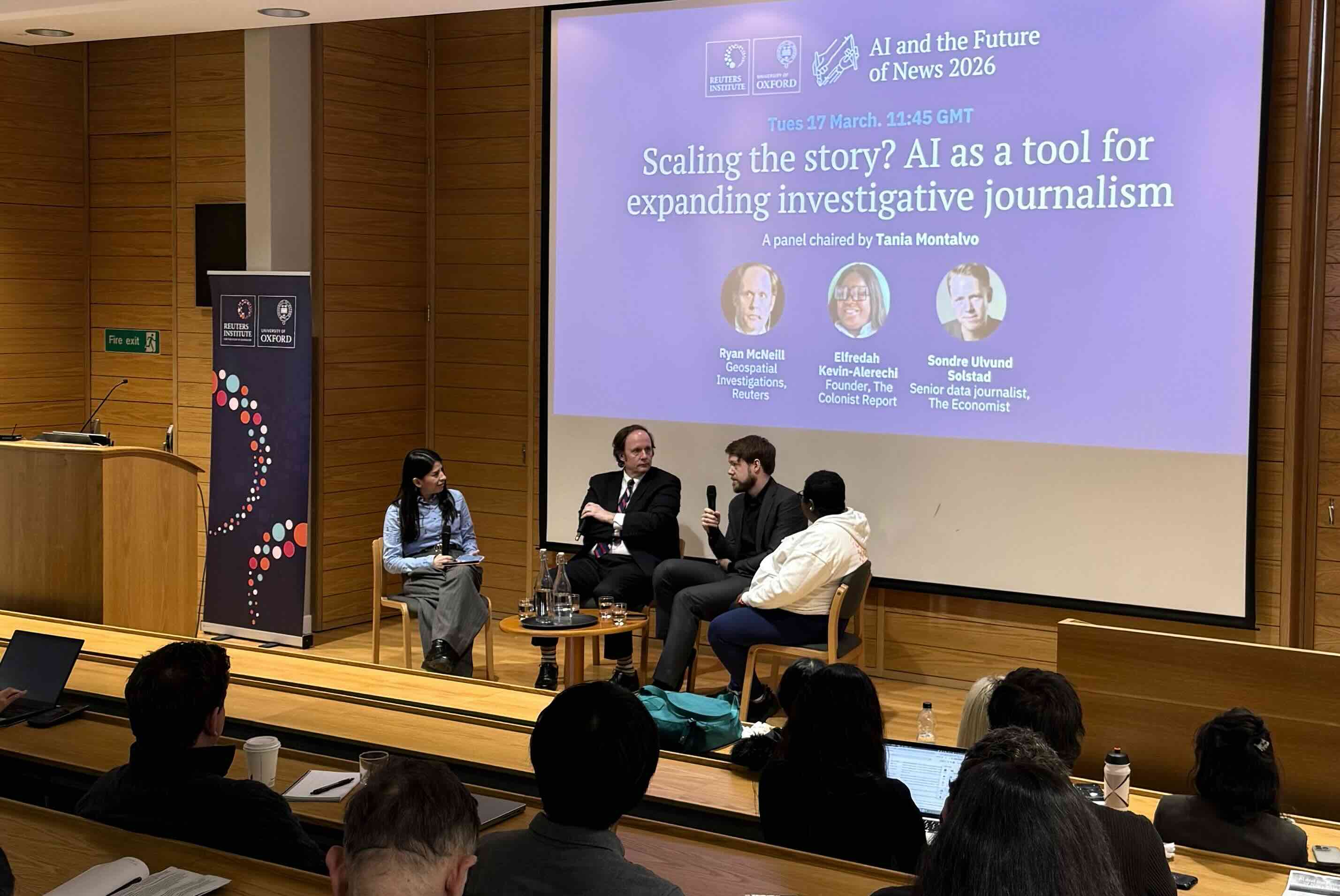 Tania Montalvo, Ryan McNeill, Sondre Ulvund Solstad and Elfredah Kevin-Alerechi during the discussion. 