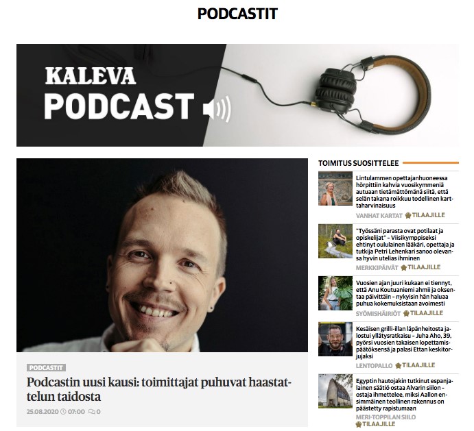Screenshot of Kaleva's podcast webpage 