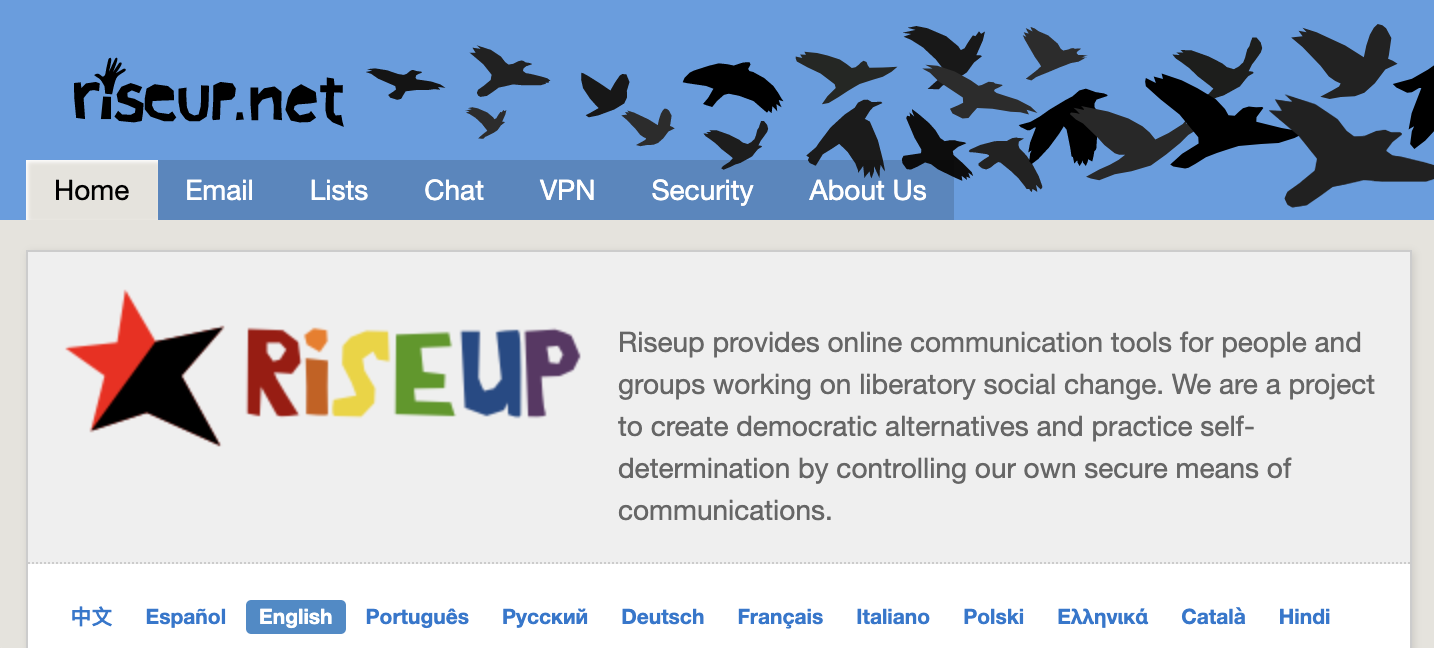 Riseup.net offers email and collab services