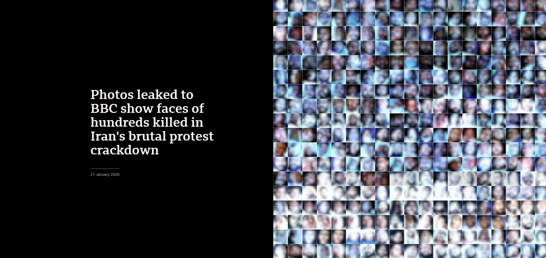 A screenshot of the headline and main image of the BBC investigation on the mortuary pictures.