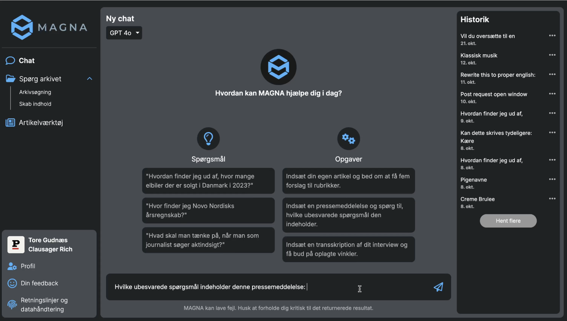 A screenshot of the API tool Magna.