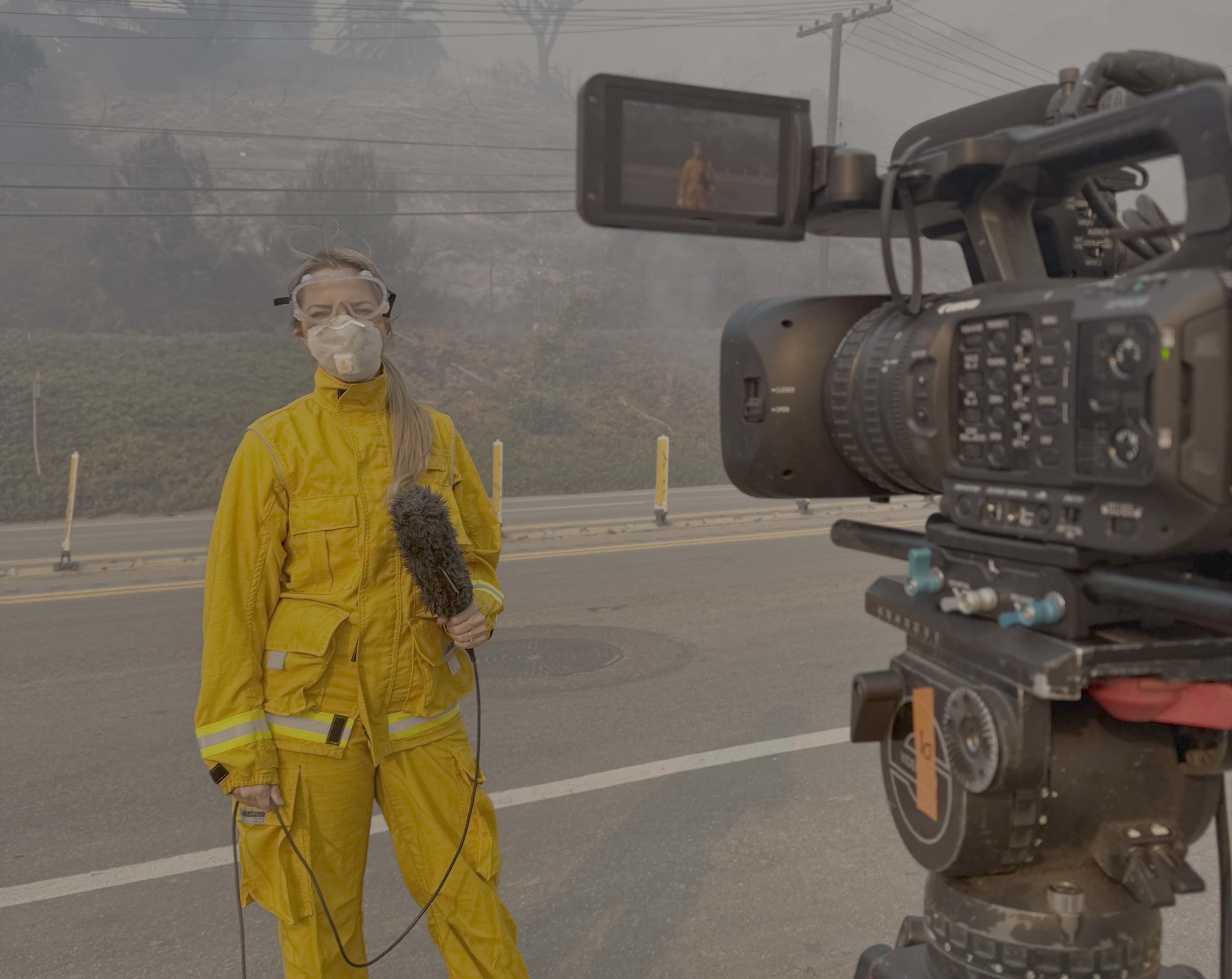 Emma Vardy, while reporting on the LA fires.