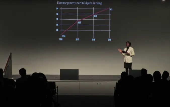 Adesola Akindele-Afolabi delivering her final keynote at the Reuters Institute in 2019