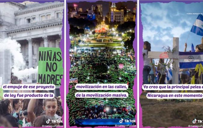 TikTok posts from Nicaraguan news site 'Managua Furiosa'. 