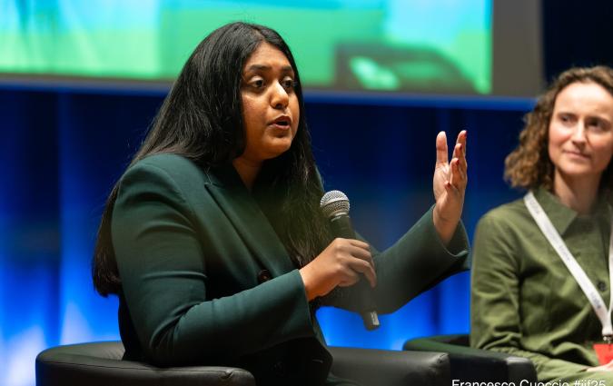 Nikita Roy during her panel discussion at the International Journalism Festival in Perugia. | Credit: Francesco Cuoccio | IJF