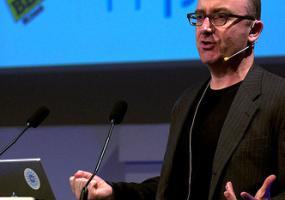 James Harkin at the podium