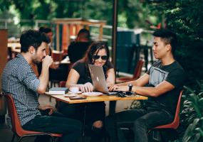 Young people in a cafe