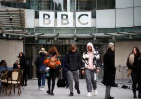 Pedestrians walk past BBC Broadcasting House in London REUTERS/Henry Nicholls