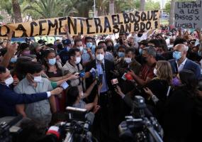 Then Chilean presidential candidate Gabriel Boric speaks to the media ahead of the second round presidential elections, in Santiago, Chile, November 30, 2021. REUTERS/Ivan Alvarado