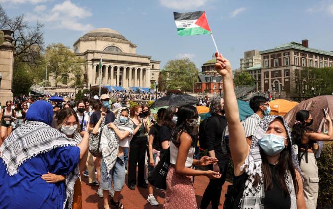 Pro-Palestinian protests on Columbia's campus. Credit: Reuters/Caitlin Ochs